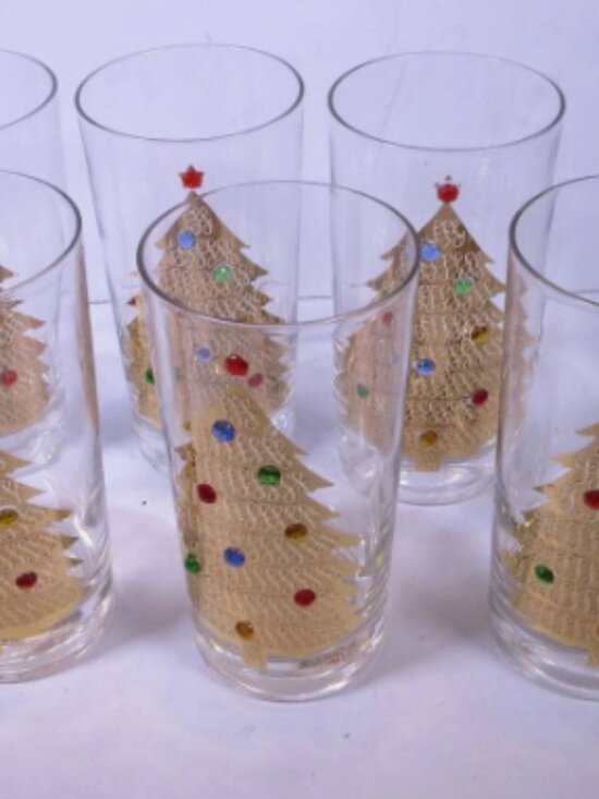 Culver Other - Vintage MCM CULVER Jeweled Barware/Glassware 22K Gold Trees Set of 6